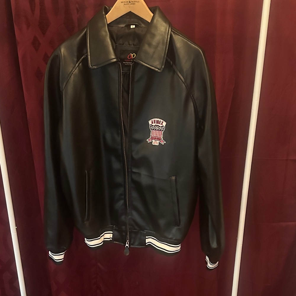 Avirex Black Leather Bomber Jacket